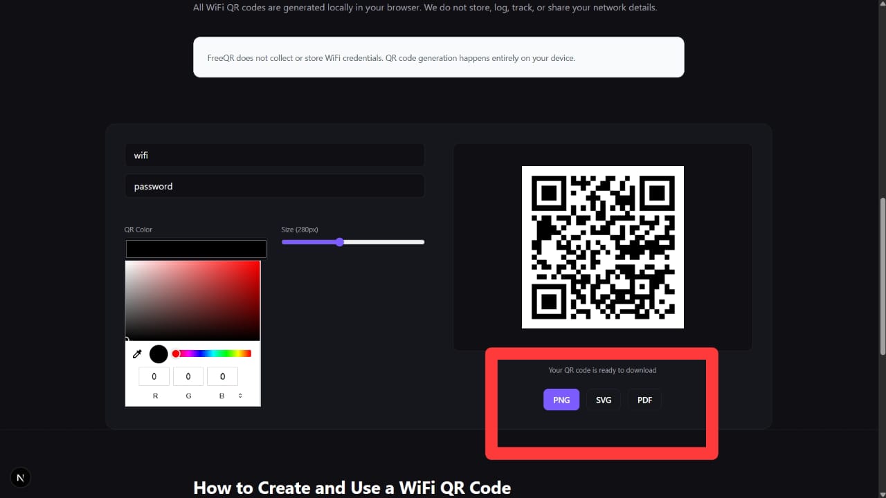 Download WiFi QR code